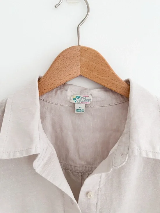 J.Crew Linen Blend Tunic Shirt Neutral Button Down Minimalist Relaxed Top XS - Picture 2 of 7